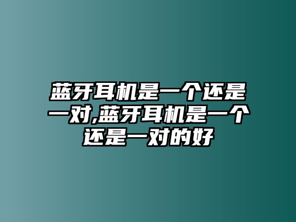 藍(lán)牙耳機(jī)是一個還是一對,藍(lán)牙耳機(jī)是一個還是一對的好