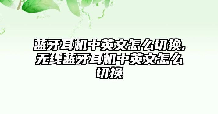 藍(lán)牙耳機(jī)中英文怎么切換,無(wú)線藍(lán)牙耳機(jī)中英文怎么切換